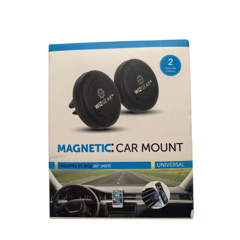 WizGear Magnetic Car Mount Air Vent Holder 2-Pack With 4 Plates Universal Fit